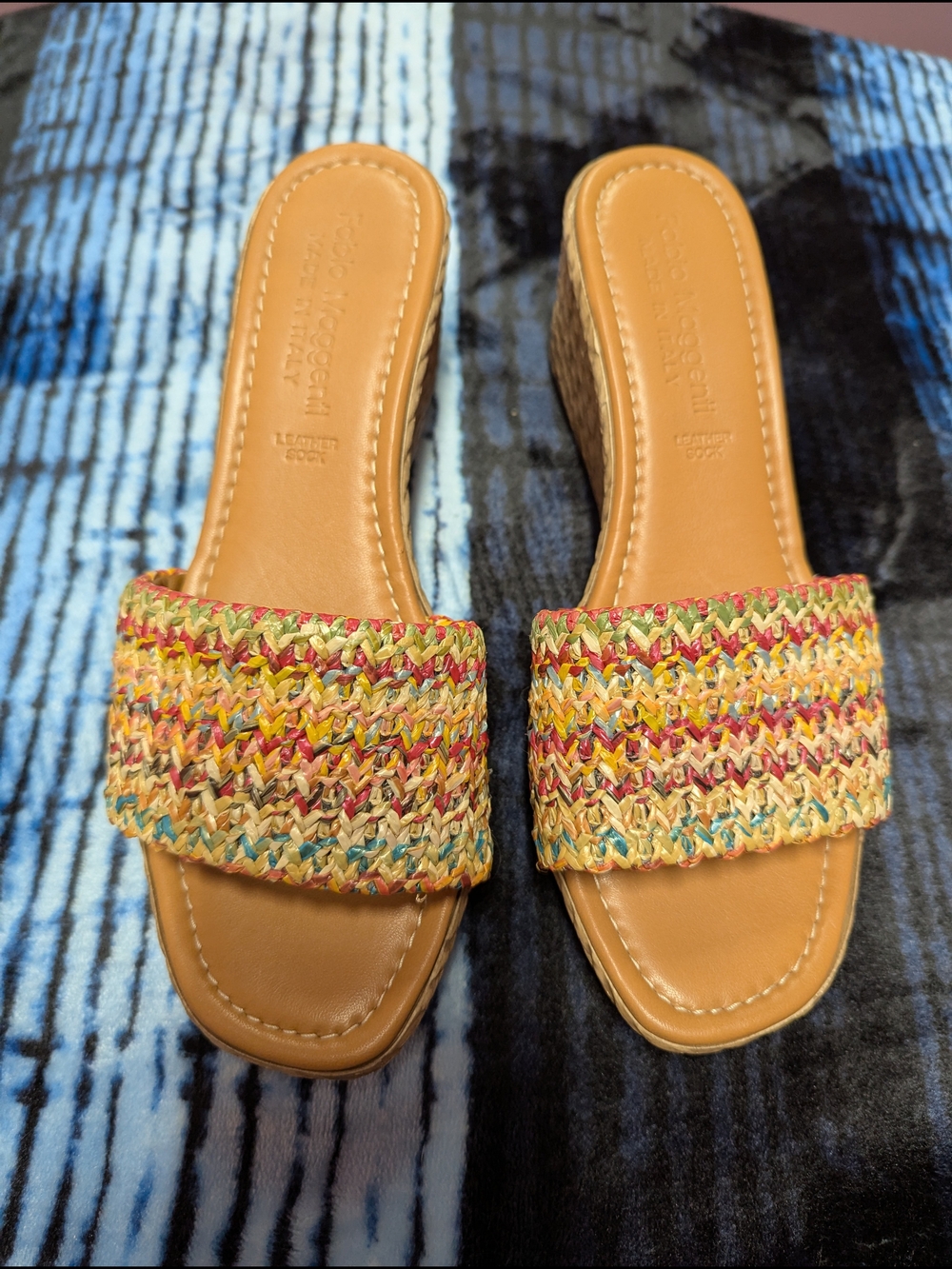 Fabio Maggenti Italian Leather Multi Colored Espadrilles Sandals 8